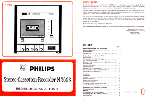 Stereo-Cassetten-Recorder N2503/22; Philips Radios - (ID = 2632922) R-Player