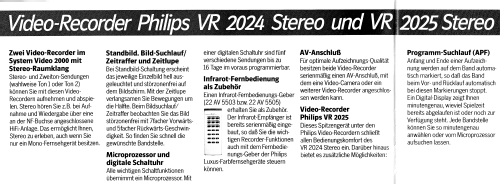 Stereo Videorecorder VR2025 /00 /02; Philips Radios - (ID = 1966999) R-Player