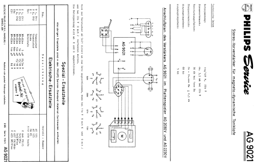 Stereo-Vorverstärker für magneto-dynamische Tonköpfe AG9021; Philips Radios - (ID = 1347602) Ampl/Mixer