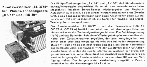 Stereo-Zusatzverstärker EL 3774; Philips Radios - (ID = 2519648) Ampl/Mixer