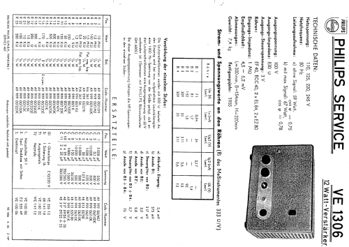 VE1306/02; Philips Radios - (ID = 1436348) Ampl/Mixer