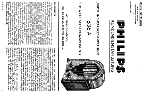 Super inductance 636A ; Philips - Schweiz (ID = 6203) Radio