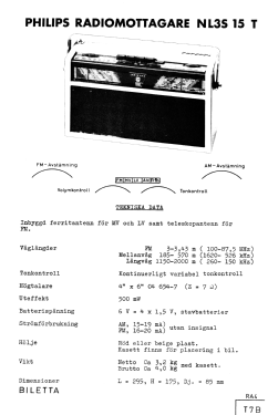 Biletta NL3S15T Ch= T7B; Philips, Svenska AB, (ID = 2888896) Radio