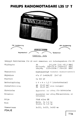 Foaje L3S17T Ch= T7A; Philips, Svenska AB, (ID = 2888923) Radio