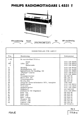 Foajé L4S51T Ch= T11A-a; Philips, Svenska AB, (ID = 2886211) Radio