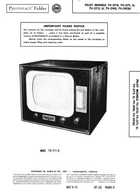 TV-293U; Pilot Electric Mfg. (ID = 2994992) Television