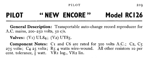 New Encore RC126; Pilot Radio Ltd.; (ID = 595106) R-Player