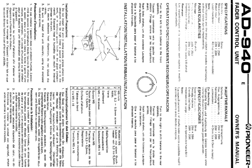 Fader Control Unit AD-940; Pioneer Corporation; (ID = 1526078) Misc