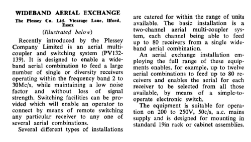 Wideband Aerial Exchange PV132-139; Plessey; Ilford (ID = 2650272) Antenna