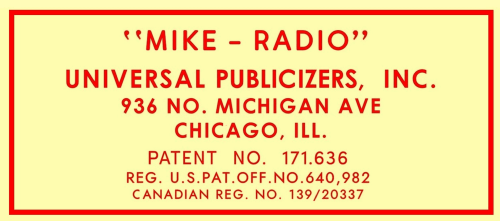 Mike Radio 'WGH 1310KC' ; Point of Purchase (ID = 3115938) Radio