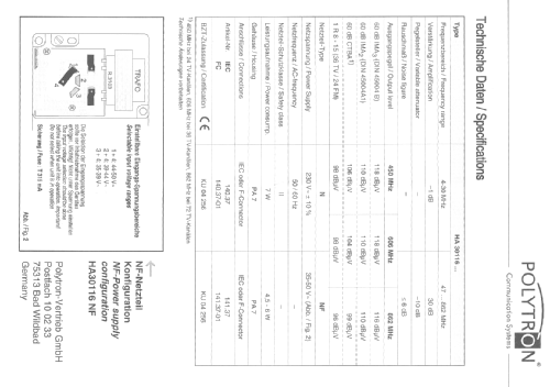 BK-Hausanschlußverstärker HA30116N; Polytron; Bad (ID = 2004029) RF-Ampl.