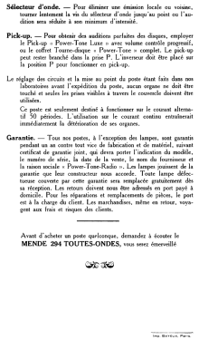 Mende 294; Power-Tone; Paris (ID = 2727172) Radio