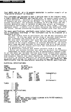 RF-AF TV Marker Generator 630 ; Precise Development (ID = 2773438) Ausrüstung