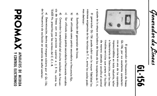 Generador de Líneas TV GL-156; Promax; Barcelona (ID = 1344411) Equipment