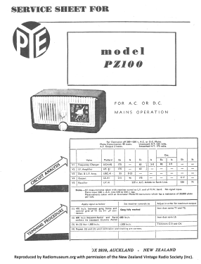 PZ-100; Pye N.Z. Ltd.; Waihi (ID = 2701740) Radio