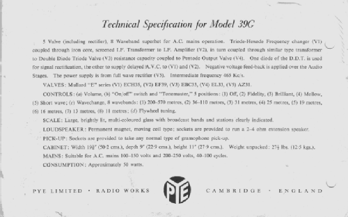 39G; Pye Ltd., Radio (ID = 411572) Radio