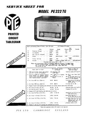 PE222 , PE222TG; Pye Ltd., Radio (ID = 2808656) Radio