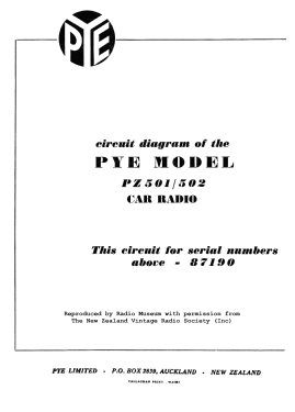 Model 501 PZ501; Pye N.Z. Ltd.; Waihi (ID = 2953558) Car Radio