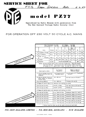 PZ77; Pye N.Z. Ltd.; Waihi (ID = 2889692) Radio