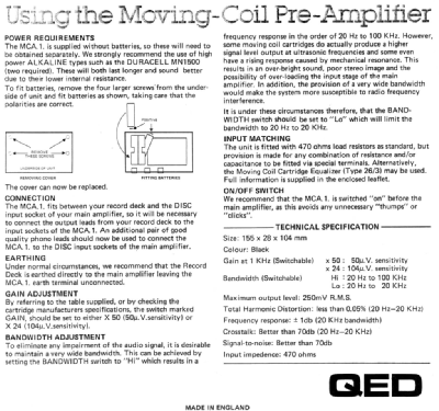 MC Pre-Amplifier MCA-1; QED Hi-Fi Systems; (ID = 2715515) Ampl/Mixer