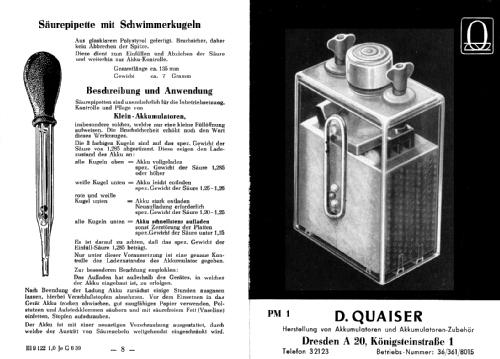 Blei-Akkumulator PM1; Quaiser, D., Dresden (ID = 1892398) Aliment.