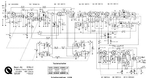 3-Band-Transistor-Koffer Silver 10F255A Best. Nr. 01942; QUELLE GmbH (ID = 934404) Radio