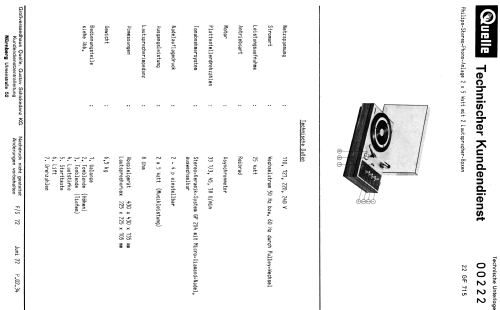 Philips-Stereo-Phono-Anlage 22GF715; QUELLE GmbH (ID = 912160) R-Player