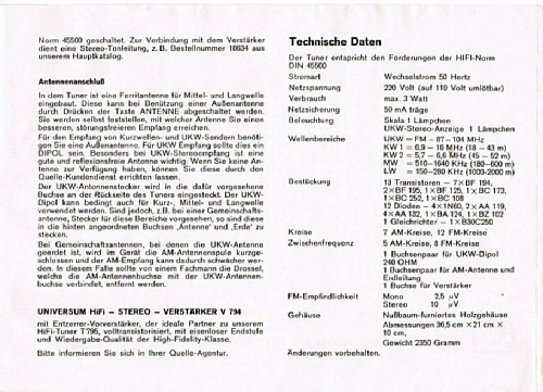 Universum-UKW-HiFi-Stereo-5-Bereich-Tuner T 795 Best. Nr. 07627; QUELLE GmbH (ID = 2277572) Radio