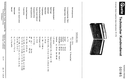 Universum-Stereo-Cassetten-Radio-Kombination CTR2716 Best. Nr. 00185; QUELLE GmbH (ID = 905338) Radio