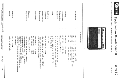 Universum-5-Band-Luxus-Autokoffer TR707 Best. Nr. 07589; QUELLE GmbH (ID = 598548) Radio