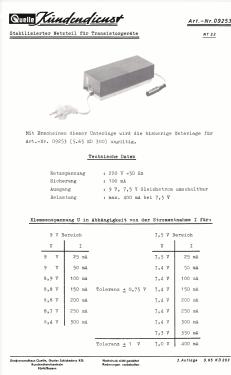 Netzteil für Transistorgeäte NT 22 Art.-Nr. 09253; QUELLE GmbH (ID = 2708294) Power-S