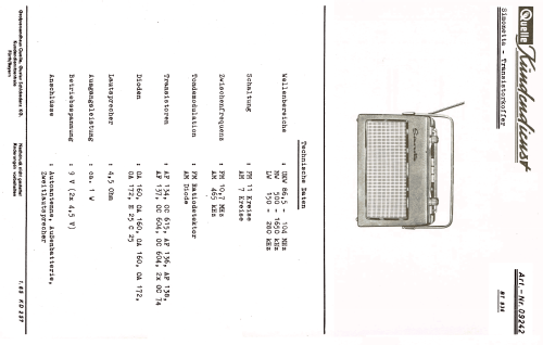 Simonetta BT936 Art. Nr. 09242 Ch= 910817; QUELLE GmbH (ID = 2694195) Radio