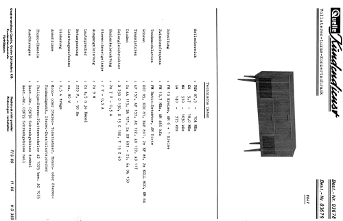 Vollstereo-Luxus-Konzertschrank Best. Nr. 03678 / 03679 Ch= 864V; QUELLE GmbH (ID = 628660) Radio