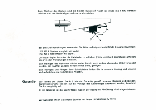 Universum 10 Watt Stereo-Phono-Heimanlage FV 5572 Best. Nr. 030.210 9; QUELLE GmbH (ID = 3067430) Sonido-V