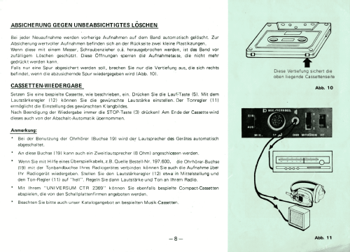 Universum 4-Band-Radio-Cassetten-Kombination CTR 2369 Best.-Nr. 002. 494 4; QUELLE GmbH (ID = 2592857) Radio