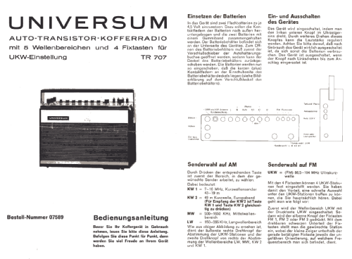 Universum-5-Band-Luxus-Autokoffer TR707 Best. Nr. 07589; QUELLE GmbH (ID = 2866280) Radio