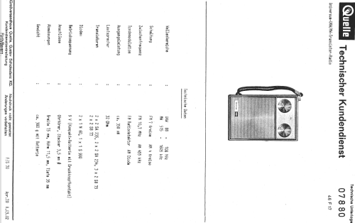 Universum All Transistor TR2325 BN 07880; QUELLE GmbH (ID = 1790697) Radio