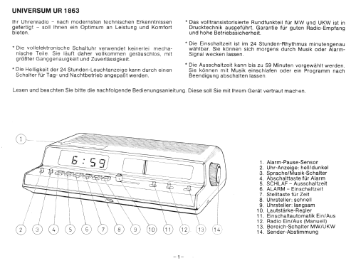 Universum Electronic Radio Timer UR1863; QUELLE GmbH (ID = 2380709) Radio