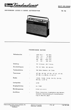 Universum Luxus-5 Band-Autokoffer TR773 Art.-Nr. 09385; QUELLE GmbH (ID = 2705486) Radio