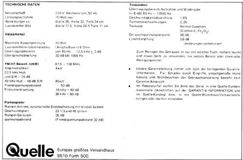 Universum Midi HI-FI VTCF 1006 ; QUELLE GmbH (ID = 2401864) Radio