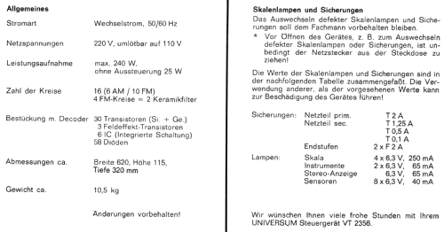 Universum Stereo-Steuergerät Senator 100 VT 2356 ; QUELLE GmbH (ID = 2828858) Radio