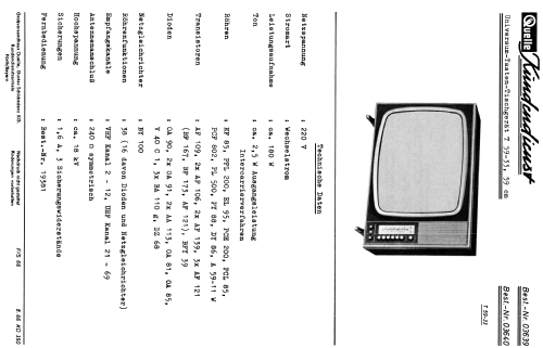 Universum T59-33 Best. Nr. 03639 / 03640; QUELLE GmbH (ID = 1814829) Television