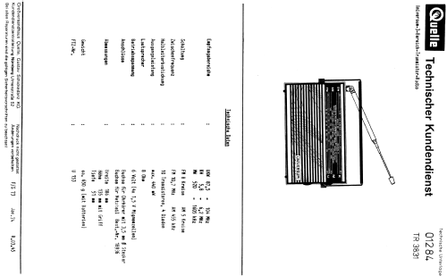 Universum TR3831; QUELLE GmbH (ID = 937372) Radio