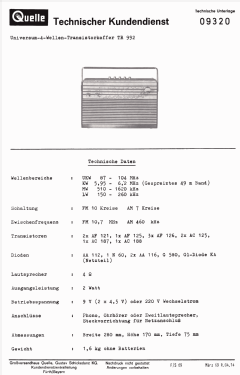 Universum TR992 Art.-Nr. 09320; QUELLE GmbH (ID = 2709711) Radio