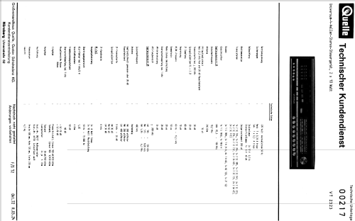 Universum Stereo-Steuergerät VT2323 Best.-Nr. 00217; QUELLE GmbH (ID = 858811) Radio