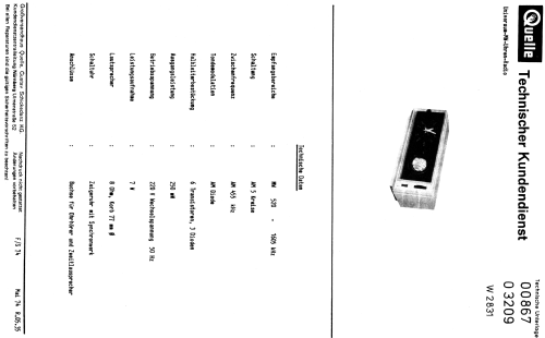 W2831; QUELLE GmbH (ID = 914156) Radio