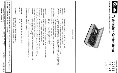 Universum 30-Watt HiFi-Stereo-Kombination SET 2000 Best.Nr. 00156 / 07871 Ch= WFW515; QUELLE GmbH (ID = 907067) Radio