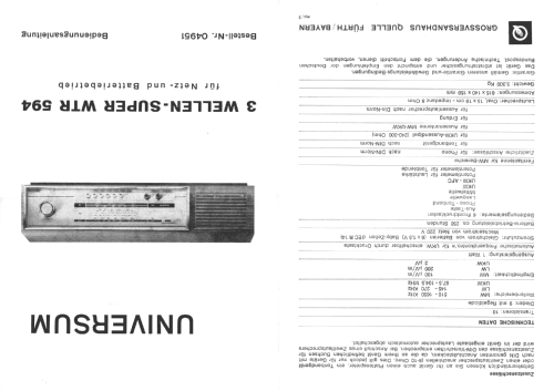 Universum 3-Wellen-Super WTR594 Ch= 06214; QUELLE GmbH (ID = 1522821) Radio