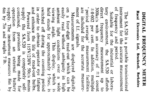 Digital Frequency Meter SA-520; Racal Engineering / (ID = 2692801) Equipment