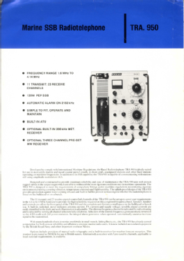 Marine SSB Radiotelephone TRA 950; Racal Engineering / (ID = 2909490) Commercial TRX